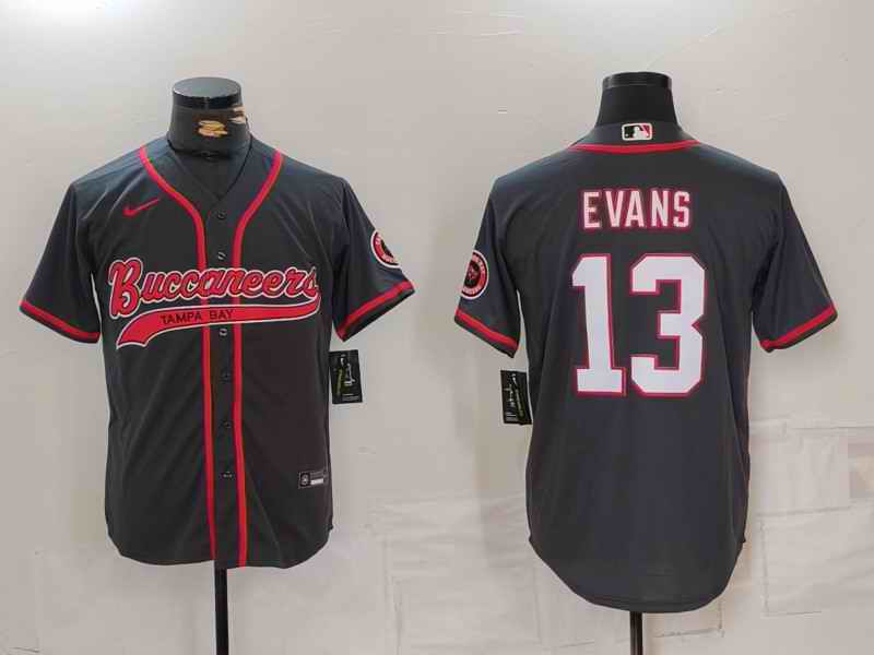 Men's Tampa Bay Buccaneers #13 Mike Evans Grey Cool Base Stitched Baseball Jersey